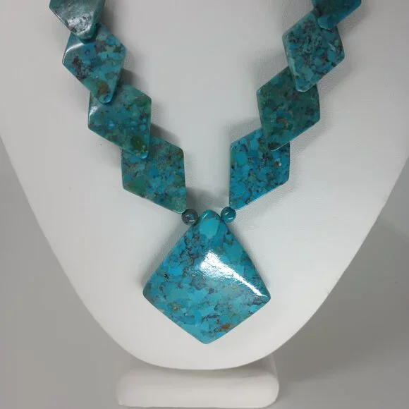 925 Sterling Silver Jay King Turquoise Statement Necklace.